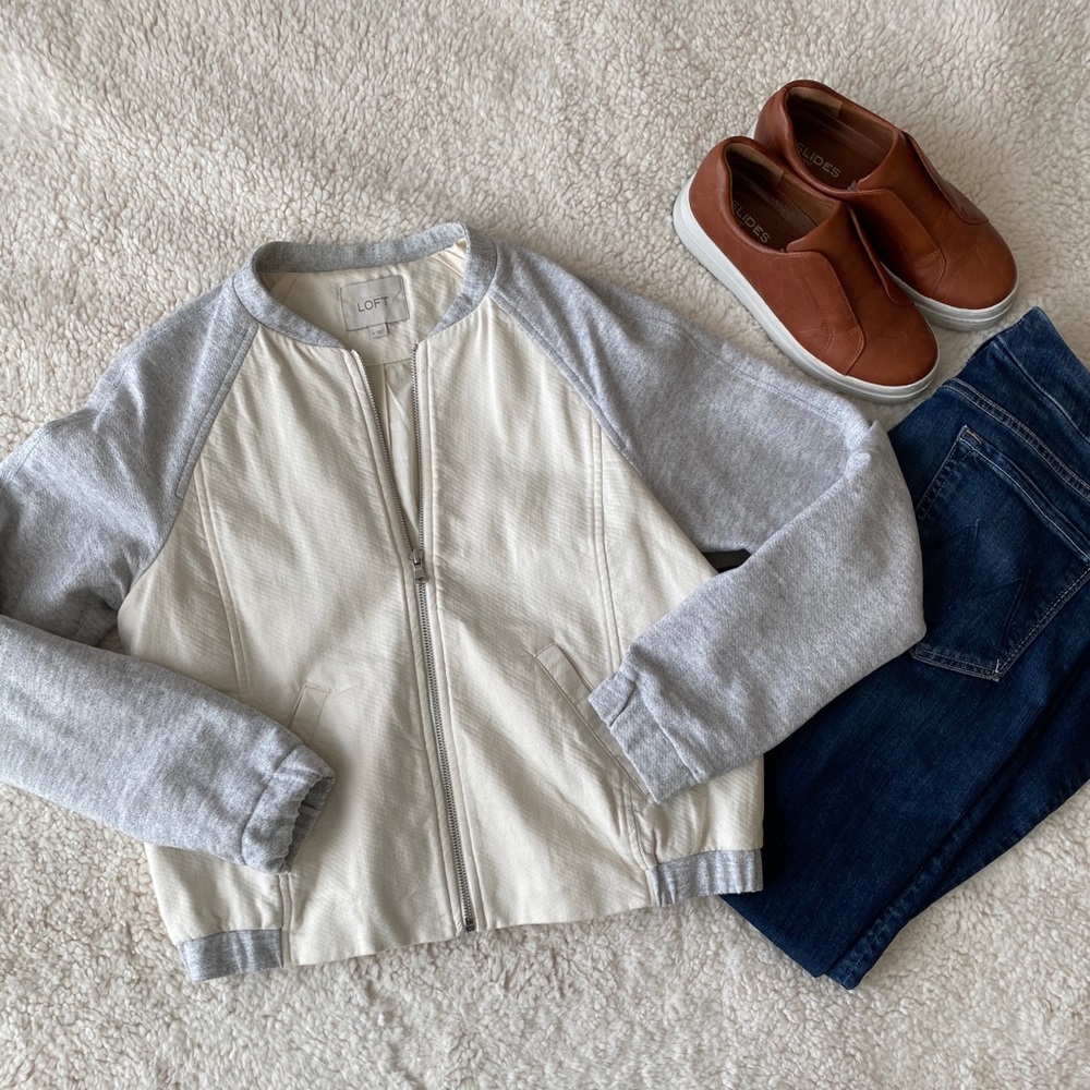 LOFT - Cream and grey jacket